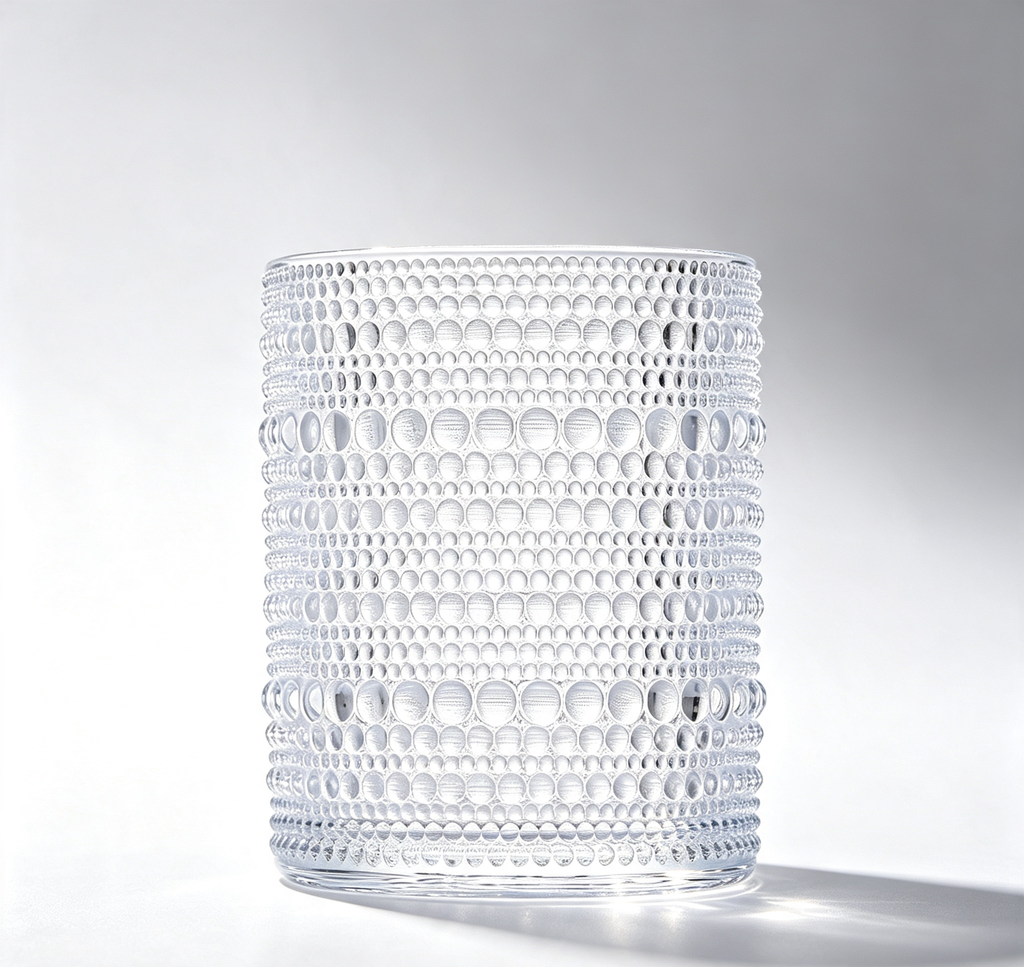 Vintage Embossed Dot Beaded Glass Tumbler