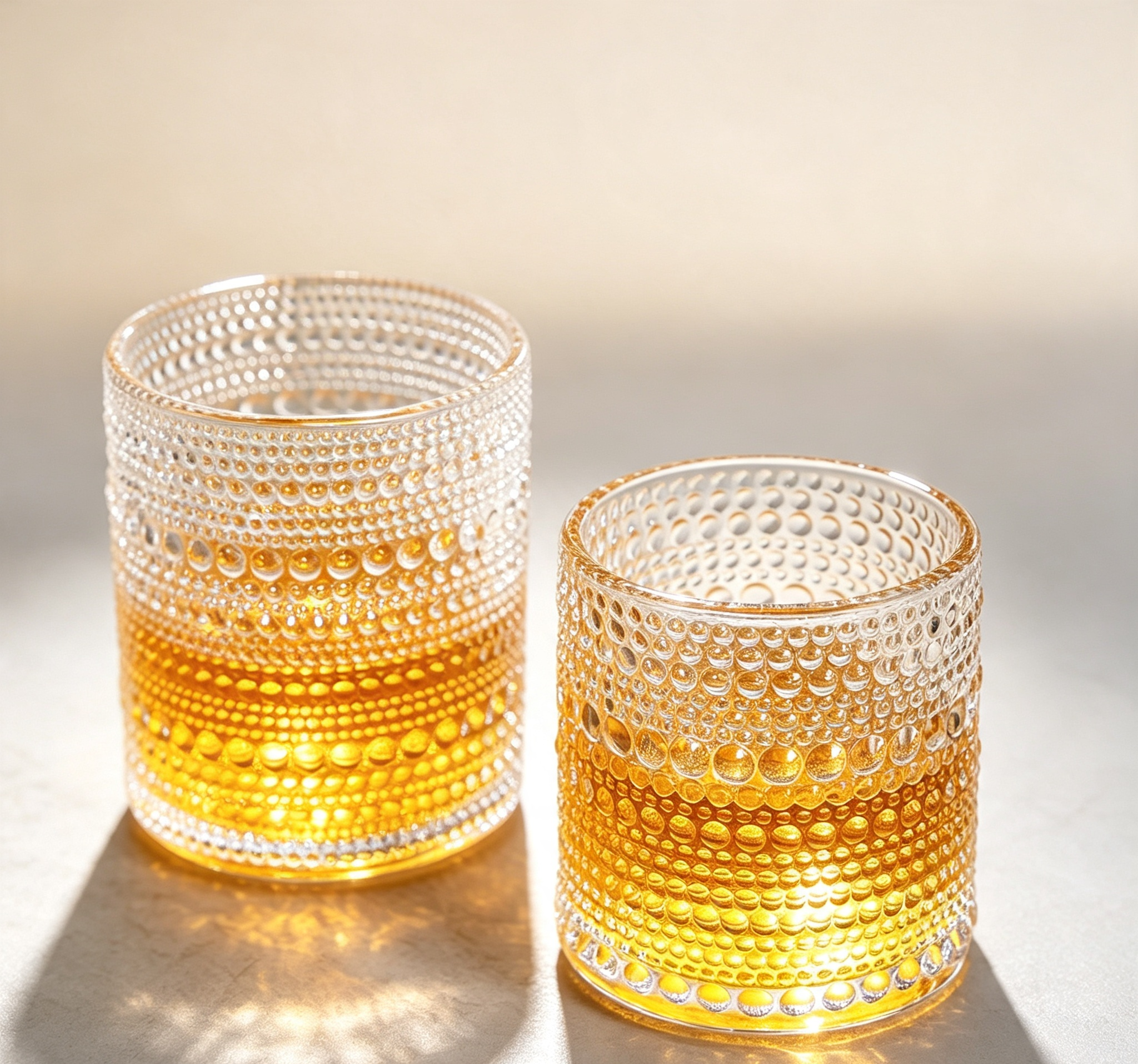 Vintage Embossed Dot Beaded Glass Tumbler