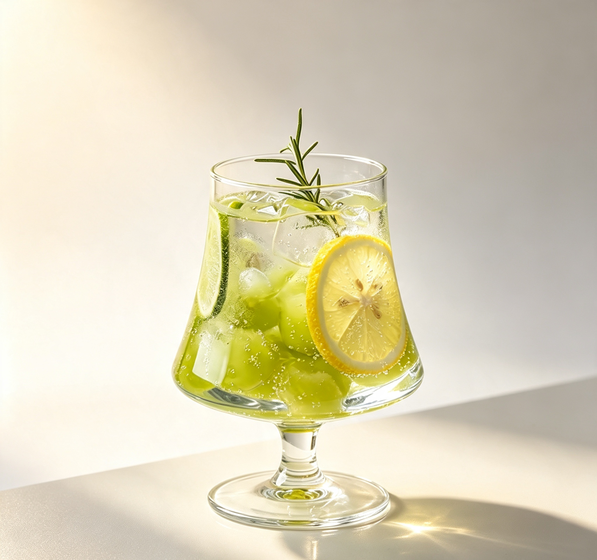 Stemmed Bubble Glass Goblet, Luxury Waisted Short‑Stem Cocktail Glass
